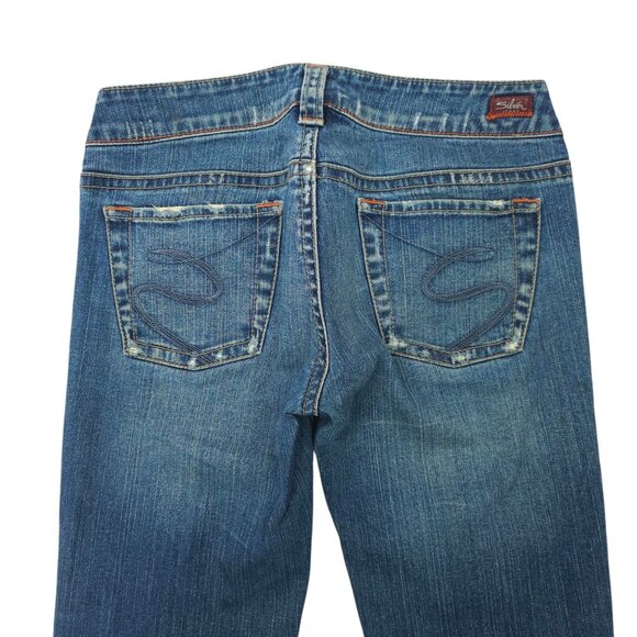 Silver Jeans Tuesday Flare Denim READ Womens 30x30.5 Low Rise Distressed - Picture 12 of 16